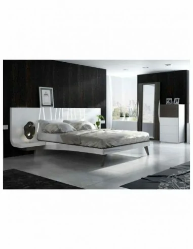 Dormitorio de matrimonio completo diseño moderno con cabeceros tapizados led y mesitas bajas (8)