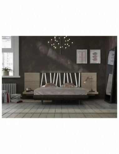 Dormitorio de matrimonio completo diseño moderno con cabeceros tapizados led y mesitas bajas (9)