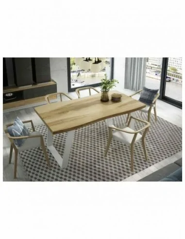 Mesas de comedor y centro para salones diseño moderno mezcla de madera con metal diferentes colores (3)