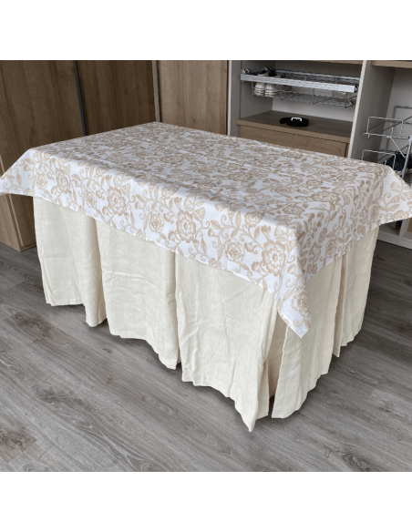 Ropa elegante 10 pliegues Marfil con tapete Resinado Beige