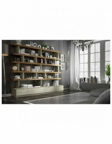 Salon de diseño moderno con muebles colgados paneles de tv vitrinas colgadas varios colores (3)