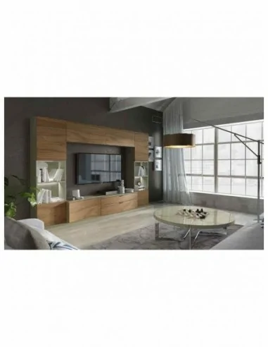 Salon de diseño moderno con muebles colgados paneles de tv vitrinas colgadas varios colores (4)