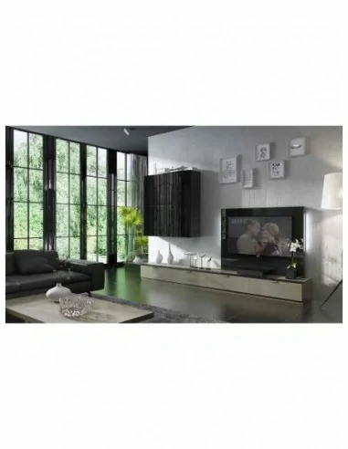 Salon de diseño moderno con muebles colgados paneles de tv vitrinas colgadas varios colores (7)