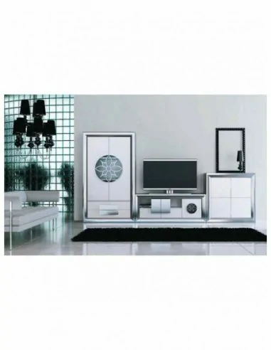 Conjunto de salon moderno modular con bajo de television vitrinas alta calidad (1)