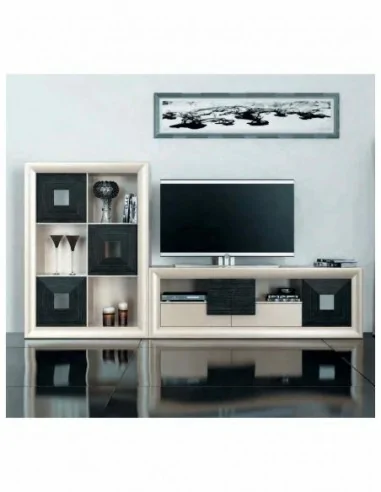 Conjunto de salon moderno modular con bajo de television vitrinas alta calidad (10)