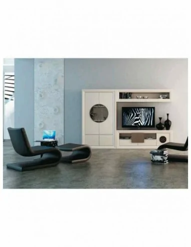 Conjunto de salon moderno modular con bajo de television vitrinas alta calidad (13)