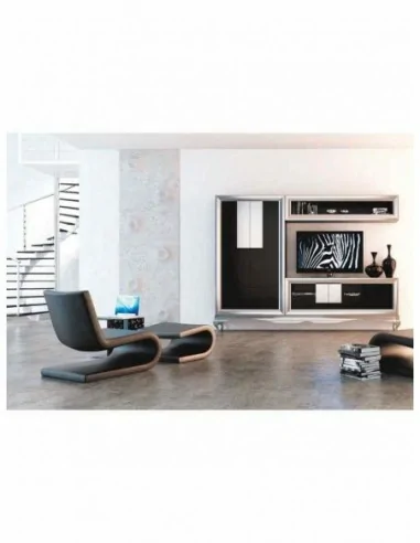 Conjunto de salon moderno modular con bajo de television vitrinas alta calidad (15)