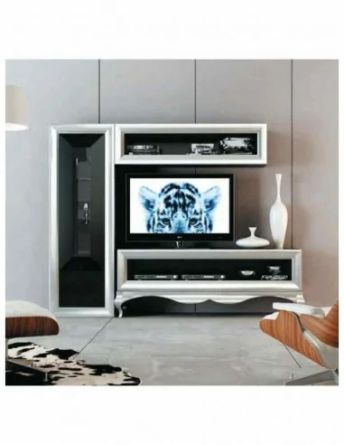 Conjunto de salon moderno modular con bajo de television vitrinas alta calidad (16)