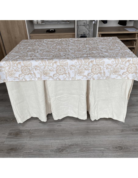 Ropa elegante 10 pliegues Marfil con tapete Resinado Beige