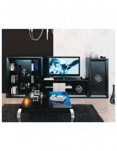 Conjunto de salon moderno modular con bajo de television vitrinas alta calidad (18)