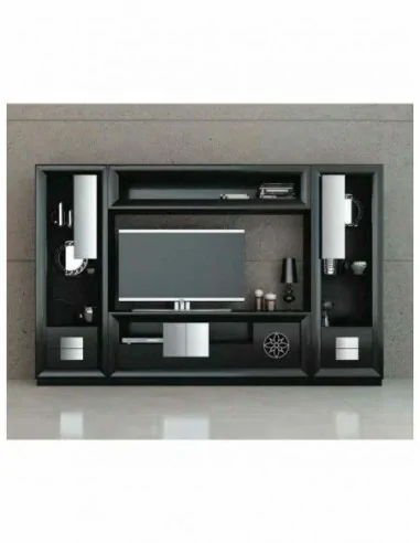 Conjunto de salon moderno modular con bajo de television vitrinas alta calidad (19)