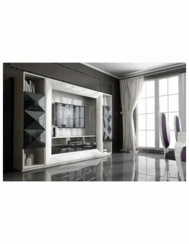 Conjunto de salon moderno modular con bajo de television vitrinas alta calidad (28)