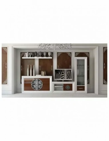 Conjunto de salon moderno modular con bajo de television vitrinas alta calidad (32)