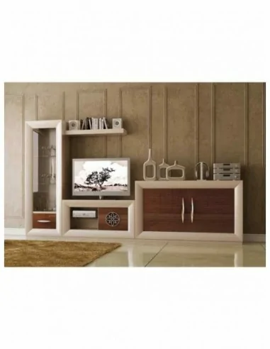 Conjunto de salon moderno modular con bajo de television vitrinas alta calidad (34)