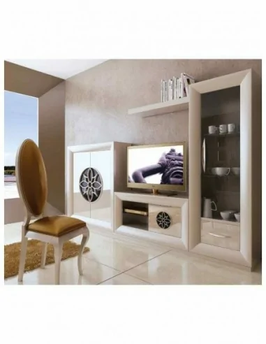 Conjunto de salon moderno modular con bajo de television vitrinas alta calidad (35)