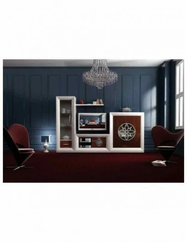 Conjunto de salon moderno modular con bajo de television vitrinas alta calidad (37)