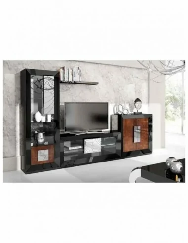 Conjunto de salon moderno modular con bajo de television vitrinas alta calidad (41)