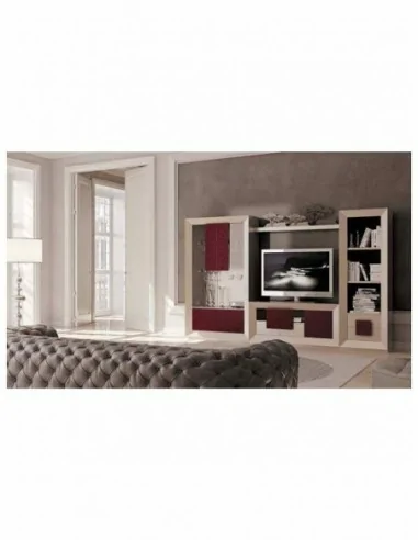 Conjunto de salon moderno modular con bajo de television vitrinas alta calidad (42)