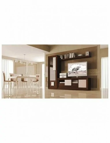 Conjunto de salon moderno modular con bajo de television vitrinas alta calidad (43)