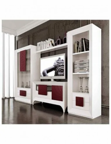 Conjunto de salon moderno modular con bajo de television vitrinas alta calidad (44)