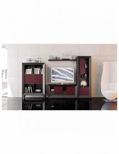 Conjunto de salon moderno modular con bajo de television vitrinas alta calidad (45)