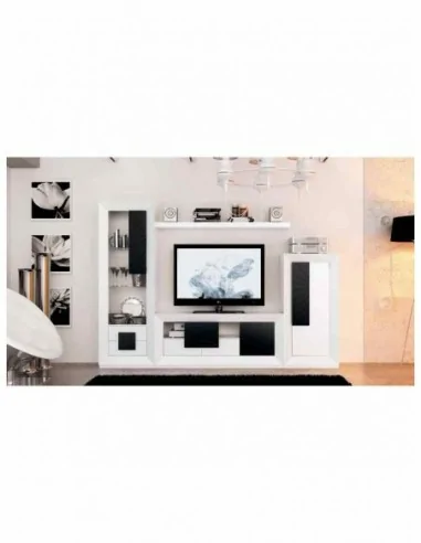 Conjunto de salon moderno modular con bajo de television vitrinas alta calidad (46)
