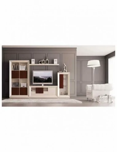 Conjunto de salon moderno modular con bajo de television vitrinas alta calidad (47)