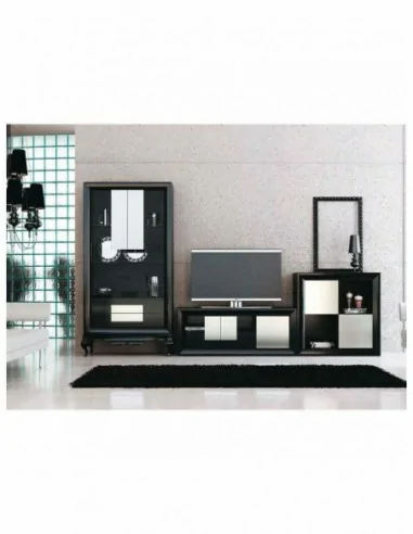 Conjunto de salon moderno modular con bajo de television vitrinas alta calidad (6)
