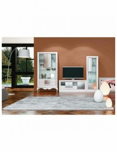 Conjunto de salon moderno modular con bajo de television vitrinas alta calidad (7)