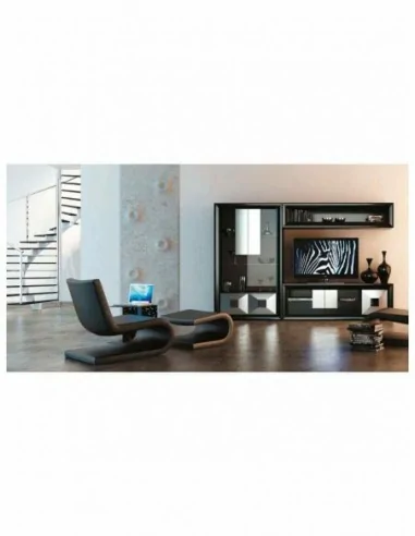 Conjunto de salon moderno modular con bajo de television vitrinas alta calidad (8)