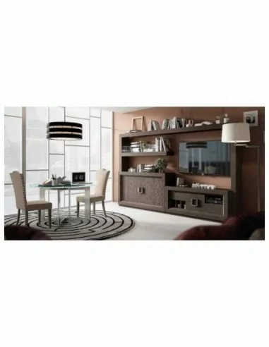 Conjunto de salon muebles lacados elegante de alta gama vitrinas bajos de tv aparador mesas sillas (13)