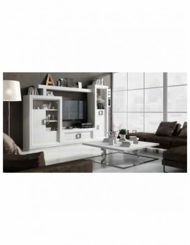 Conjunto de salon muebles lacados elegante de alta gama vitrinas bajos de tv aparador mesas sillas (14)