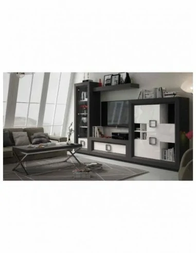 Conjunto de salon muebles lacados elegante de alta gama vitrinas bajos de tv aparador mesas sillas (19)