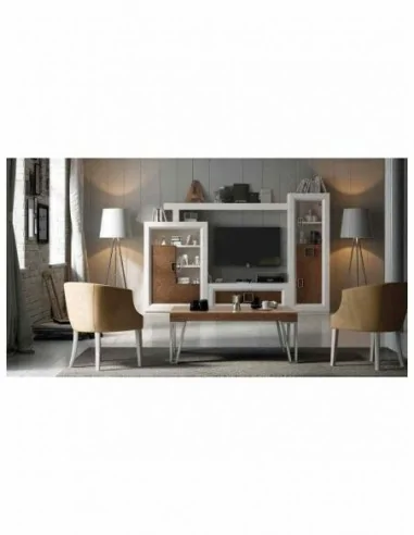 Conjunto de salon muebles lacados elegante de alta gama vitrinas bajos de tv aparador mesas sillas (23)