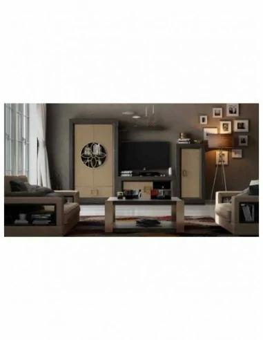 Conjunto de salon muebles lacados elegante de alta gama vitrinas bajos de tv aparador mesas sillas (24)