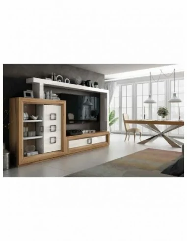 Conjunto de salon muebles lacados elegante de alta gama vitrinas bajos de tv aparador mesas sillas (3)