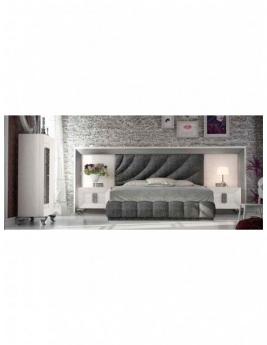 Dormitorio de matrimonio completo lacado blanco con cabeceros tapizados en diferentes acabados (1)