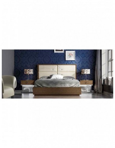 Dormitorio de matrimonio completo lacado blanco con cabeceros tapizados en diferentes acabados (105)