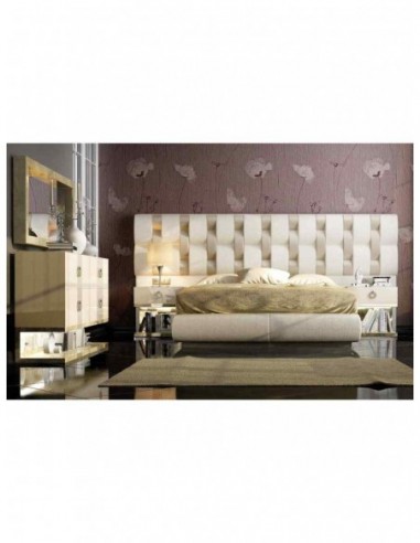 Dormitorio de matrimonio completo lacado blanco con cabeceros tapizados en diferentes acabados (106)