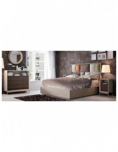 Dormitorio de matrimonio completo lacado blanco con cabeceros tapizados en diferentes acabados (112)