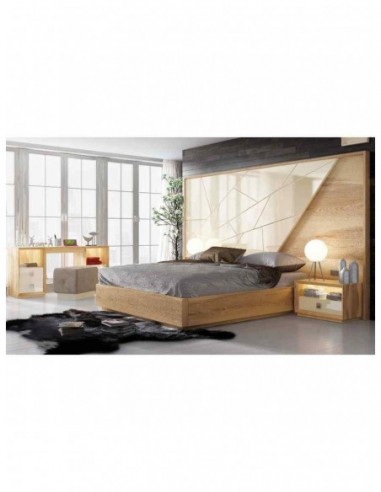 Dormitorio de matrimonio completo lacado blanco con cabeceros tapizados en diferentes acabados (113)
