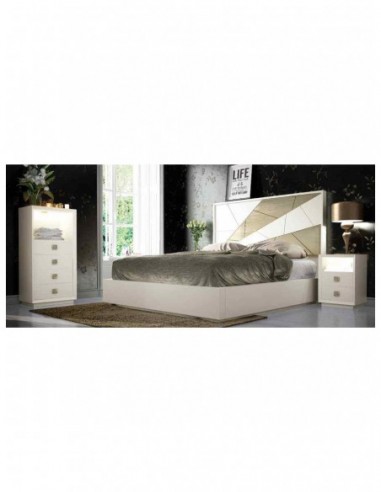 Dormitorio de matrimonio completo lacado blanco con cabeceros tapizados en diferentes acabados (115)