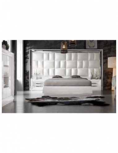 Dormitorio de matrimonio completo lacado blanco con cabeceros tapizados en diferentes acabados (12)