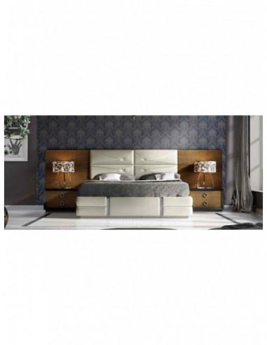 Dormitorio de matrimonio completo lacado blanco con cabeceros tapizados en diferentes acabados (129)