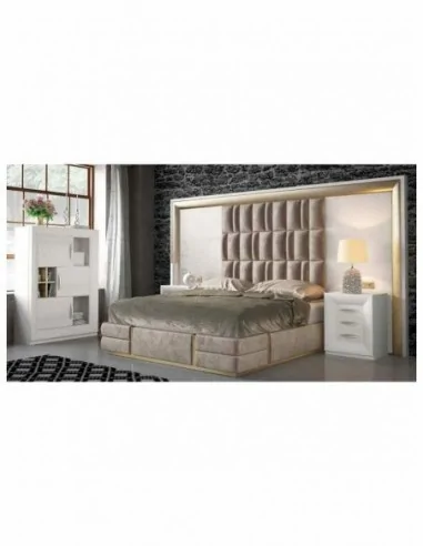Dormitorio de matrimonio completo lacado blanco con cabeceros tapizados en diferentes acabados (13)