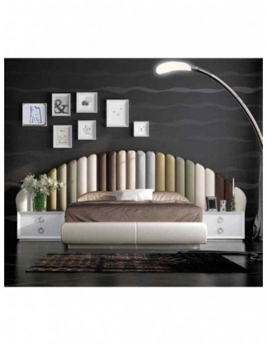 Dormitorio de matrimonio completo lacado blanco con cabeceros tapizados en diferentes acabados (130)