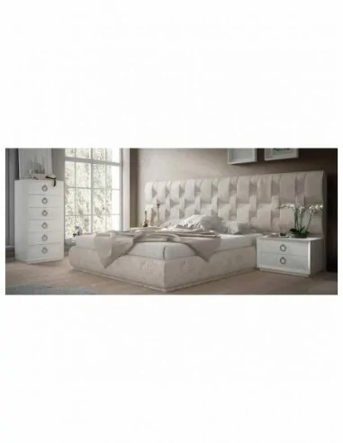 Dormitorio de matrimonio completo lacado blanco con cabeceros tapizados en diferentes acabados (131)
