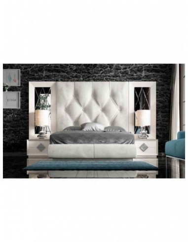 Dormitorio de matrimonio completo lacado blanco con cabeceros tapizados en diferentes acabados (133)