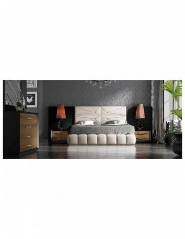 Dormitorio de matrimonio completo lacado blanco con cabeceros tapizados en diferentes acabados (134)