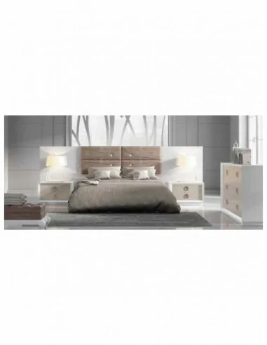 Dormitorio de matrimonio completo lacado blanco con cabeceros tapizados en diferentes acabados (137)